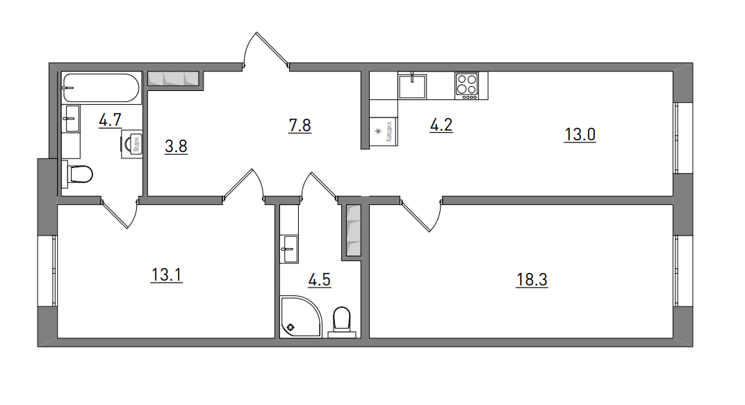 планировка квартиры 69 м2